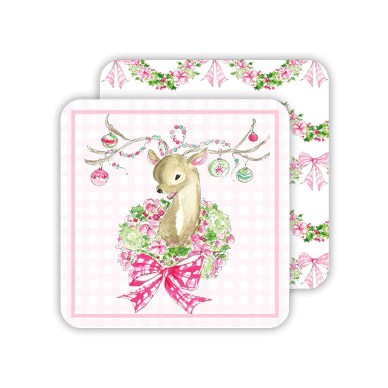 Vintage Reindeer and Ornament Paper Coaster