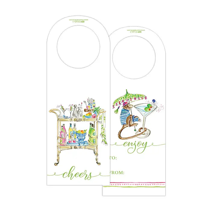 Load image into Gallery viewer, Cheers Handpainted Bar Cart Garden Wine Tag
