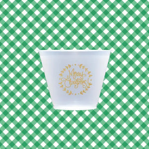 Merry Christmas Wreath Cups -- 9oz Wine Glass