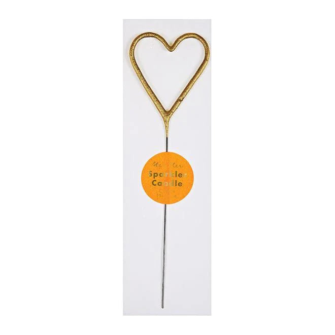 Gold Sparkler Heart Candle