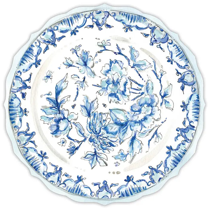 Handpainted Blue Chinoiserie Plate Posh Die-Cut Placemat