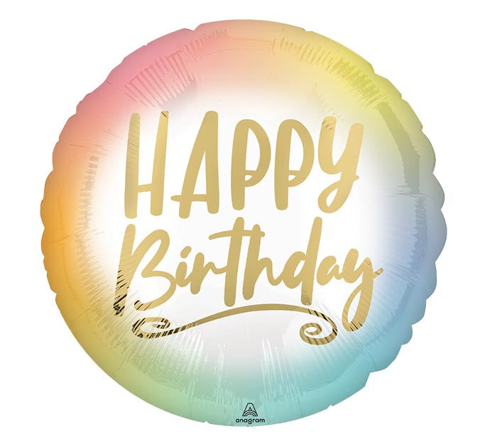17" Happy Birthday Pastel Ombre Mylar