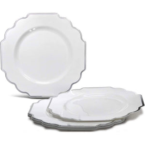 White and Silver Dinner Plate