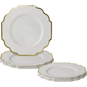 White and Gold Dinner Plate
