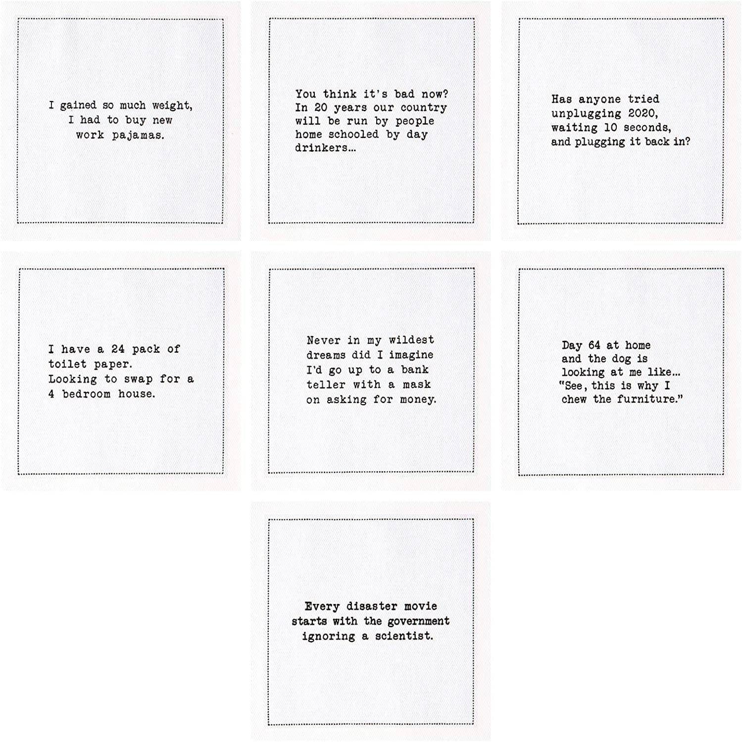 Cotton Cocktail Napkins with Quarantine Quotes