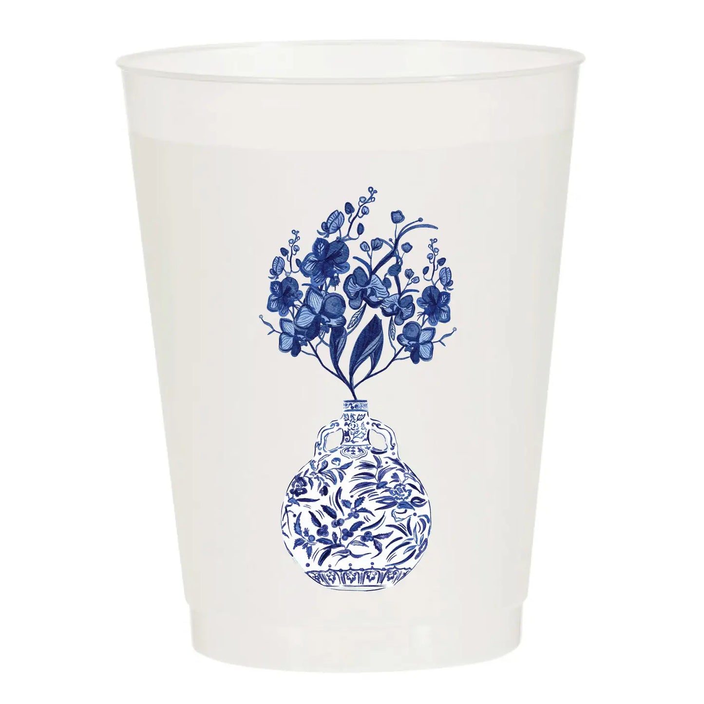 Chinoiserie Ginger Jar Blue Frosted Cups