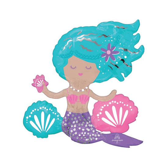 Load image into Gallery viewer, 18&amp;quot; Sitting Shimmering Mermaid Mylar
