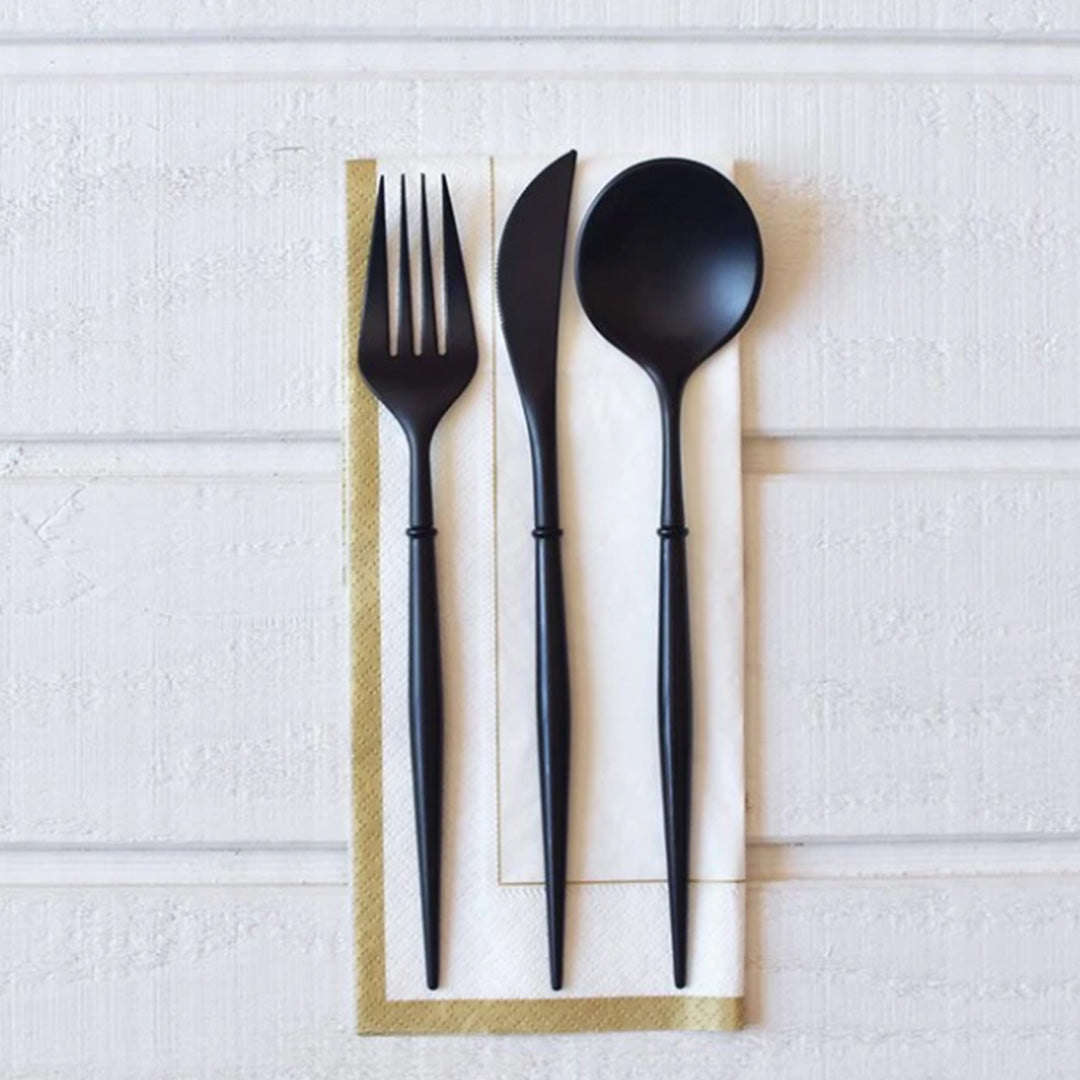 Load image into Gallery viewer, All Black Bella Plastic Cutlery
