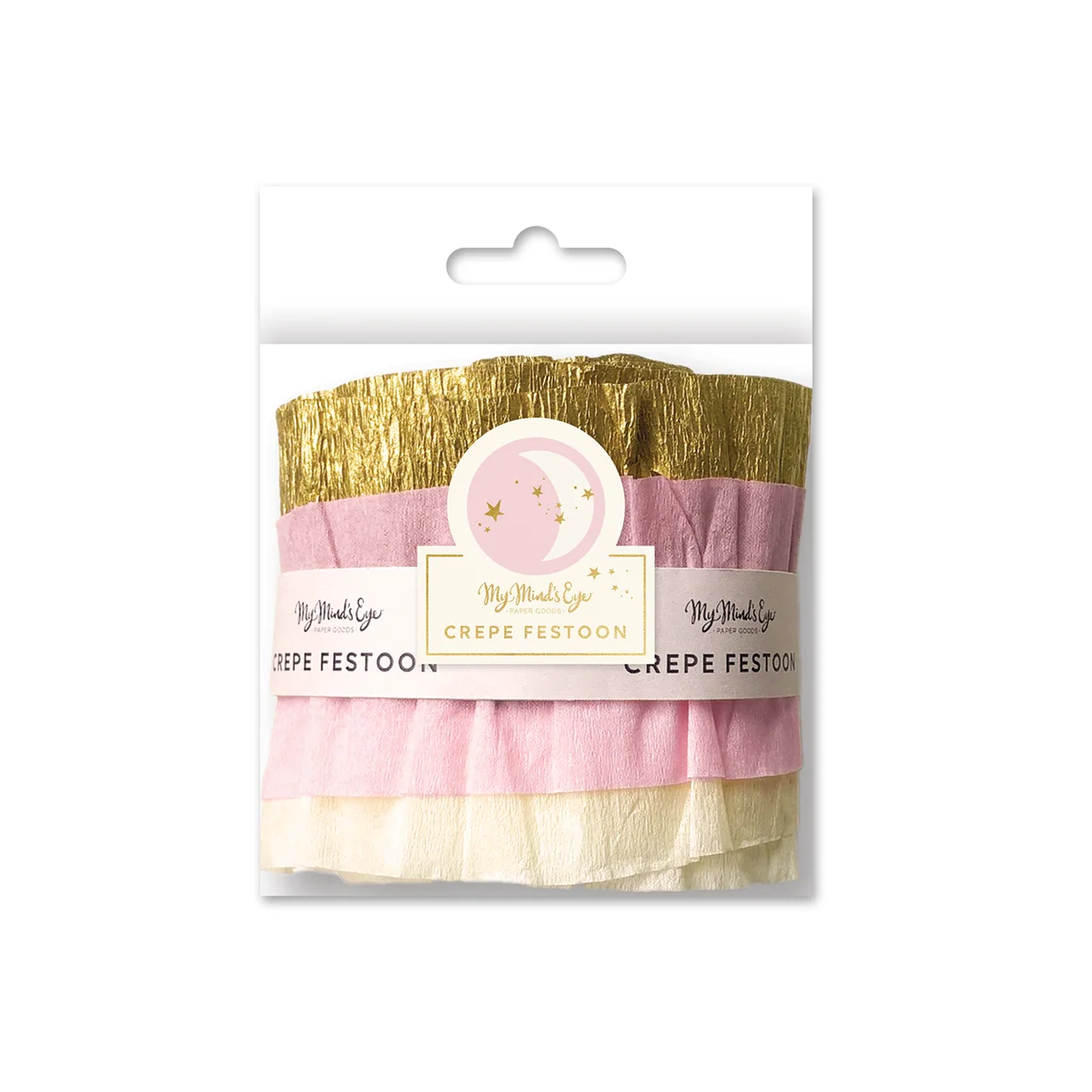 Cream/Pink/Gold Crepe Paper Banner