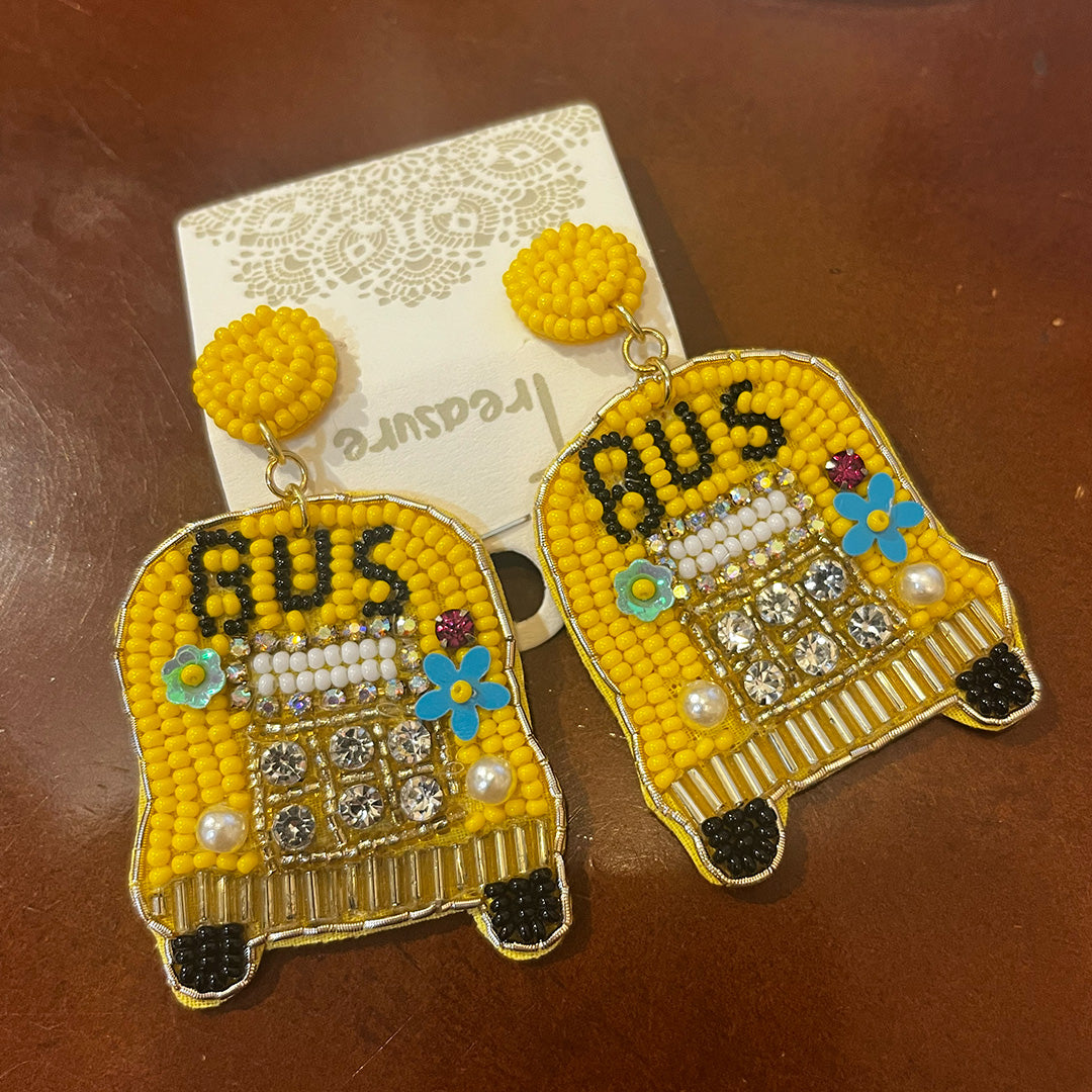 Beaded School Bus Earrings