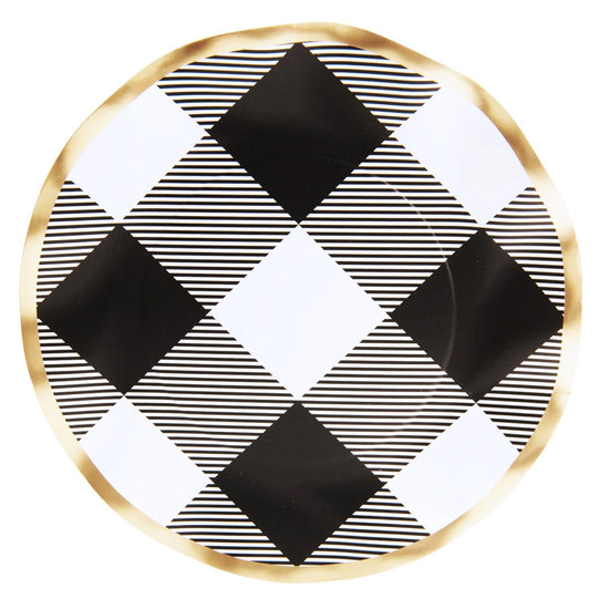 Load image into Gallery viewer, Black Buffalo Check Wavy Paper Salad Plate
