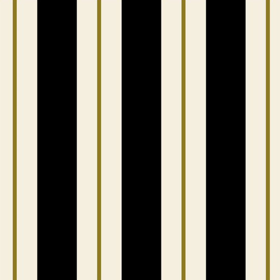 Black and Gold Awning Stripe Cocktial Napkin