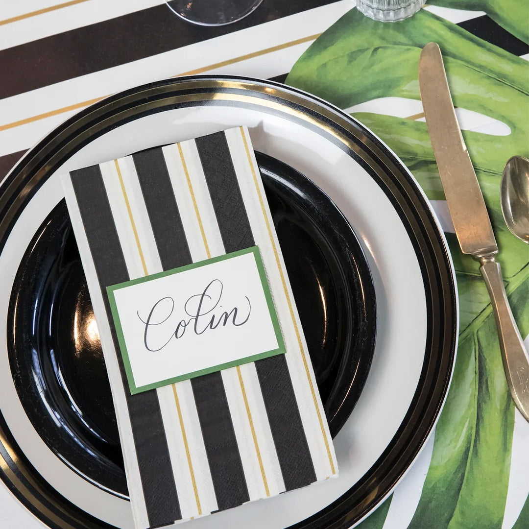 Black and Gold Awning Stripe Guest Napkin