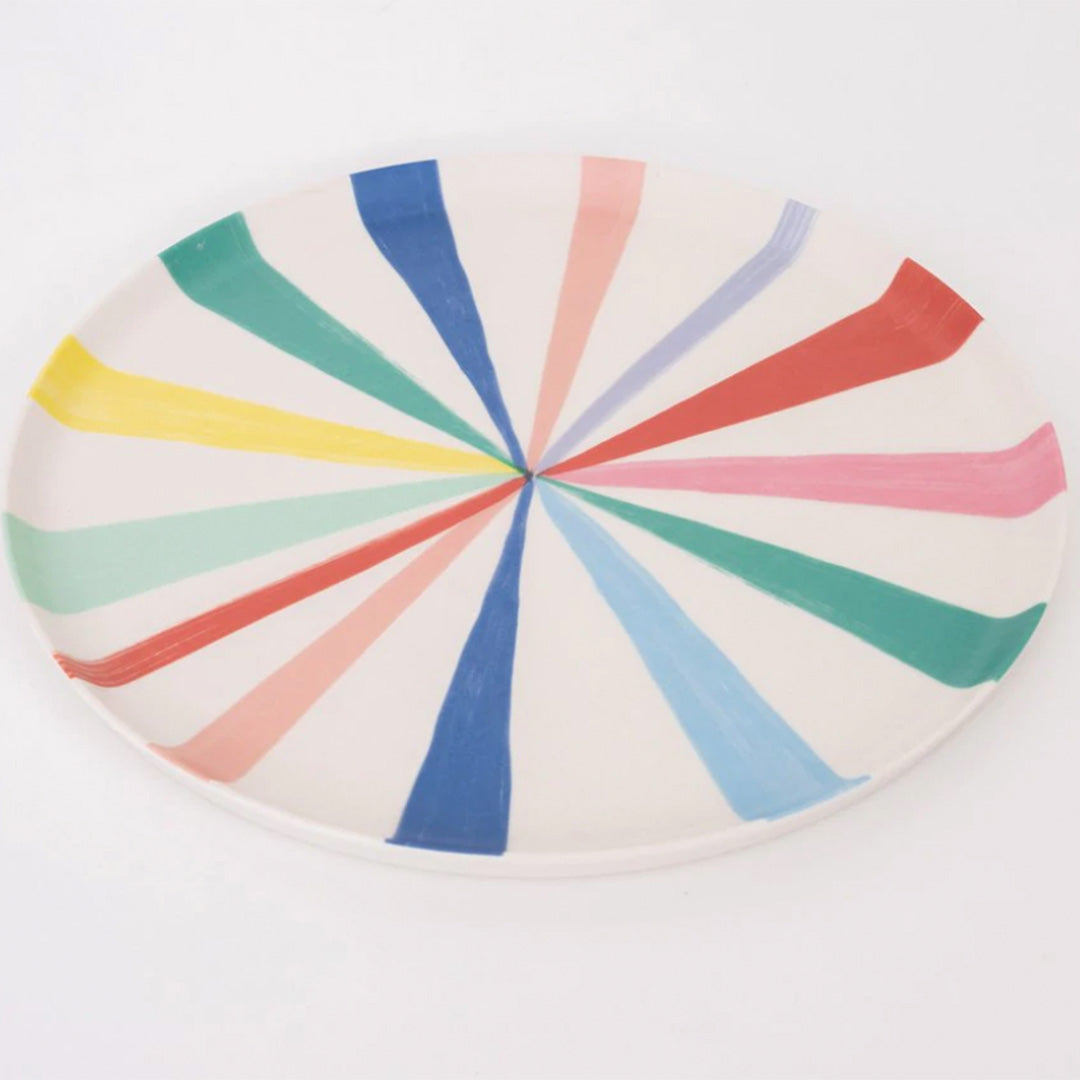 Load image into Gallery viewer, Bright Stripe Small Bamboo Plate Set
