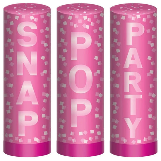 3 Pack Small Pink Confetti Popper