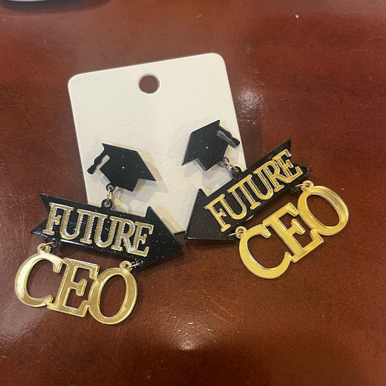 Future CEO Graduation Earrings