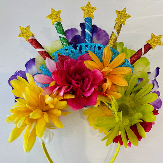 Happy Birthday Floral Candle Headband