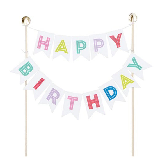 Happy Birthday Garland Cake Topper
