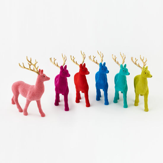 19" Flocked Reindeer with Gold Antlers