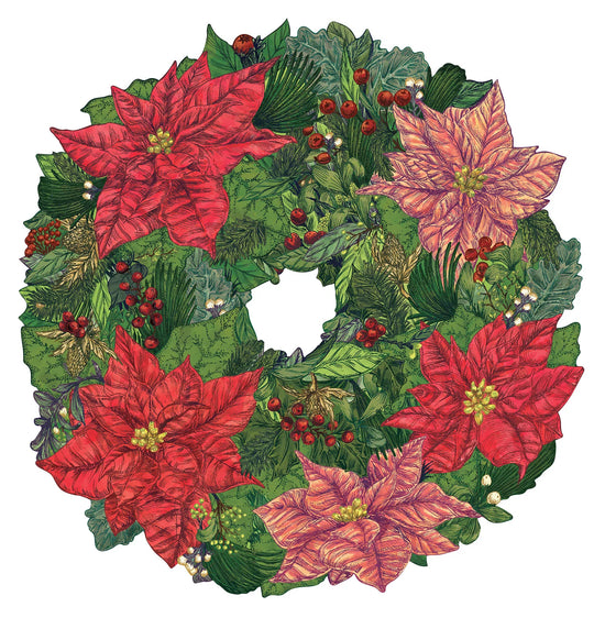 Die Cut Poinsettia Wreath Placemat