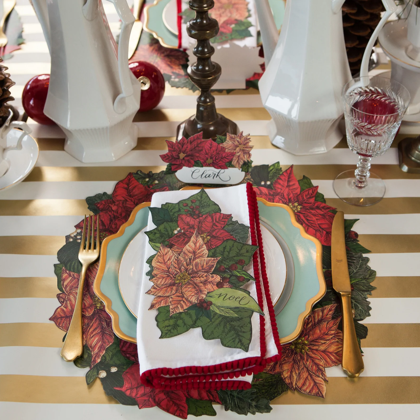 Die Cut Poinsettia Wreath Placemat