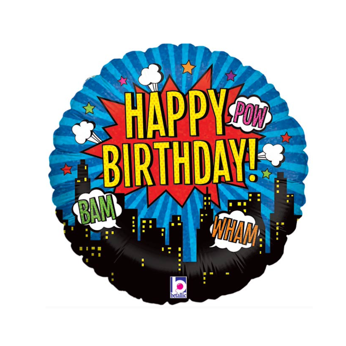 18" Birthday Superhero Holographic Balloon