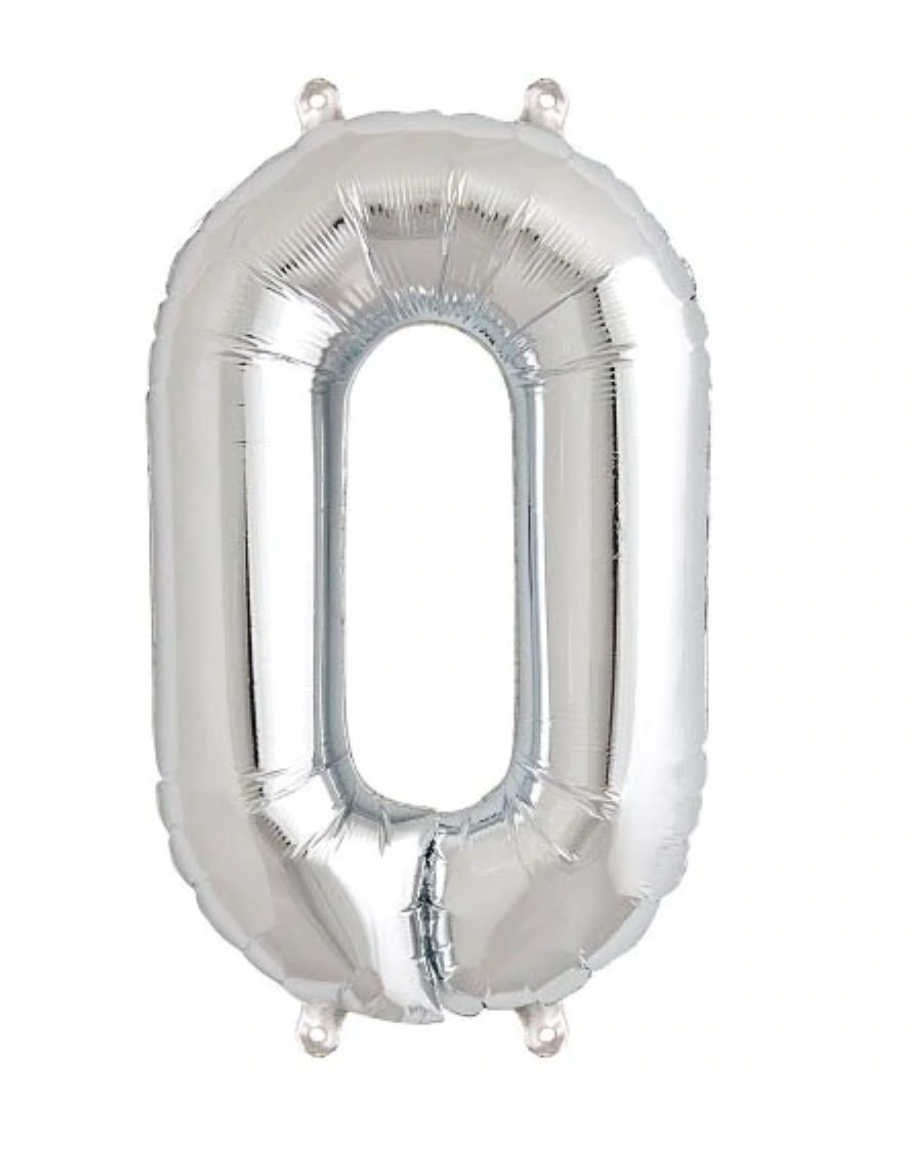 Load image into Gallery viewer, 16&amp;quot; Silver Number Balloon
