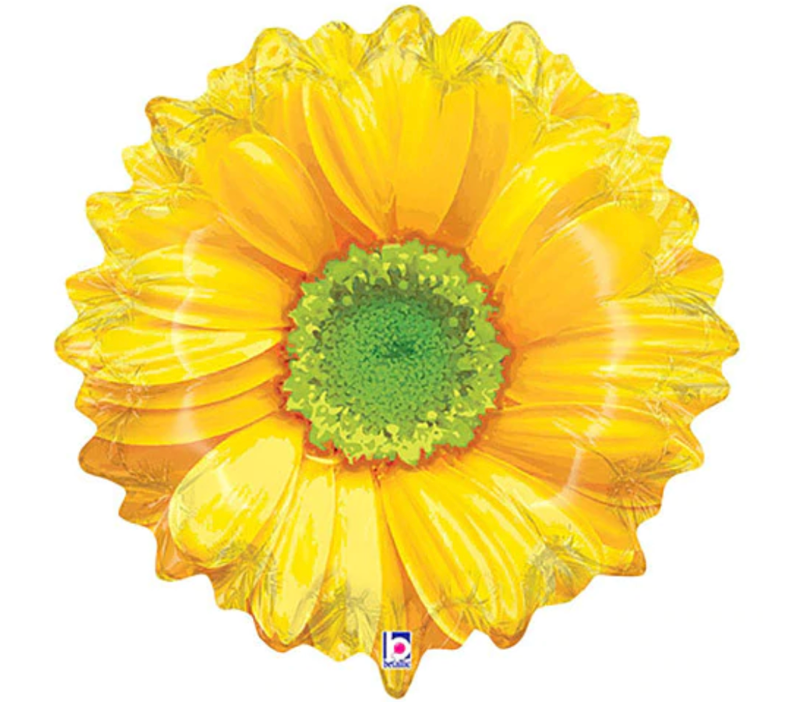 24" Yellow Daisy Mylar Balloon
