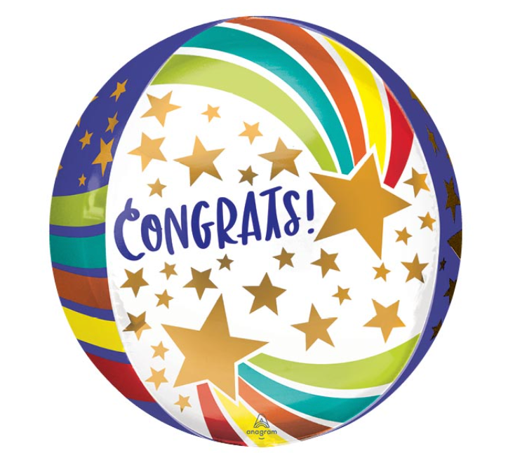16" Congrats Stars Orbz Balloon
