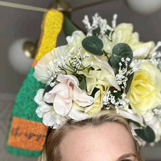 Champagne Bottle Floral Headband