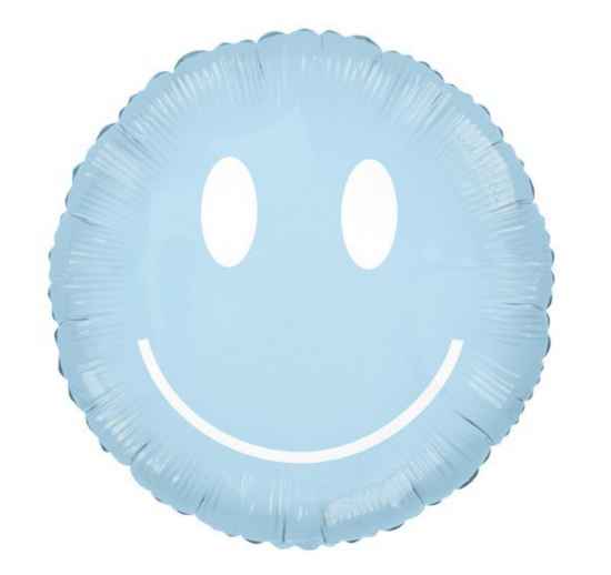 30" Blue Smile Foil Balloon