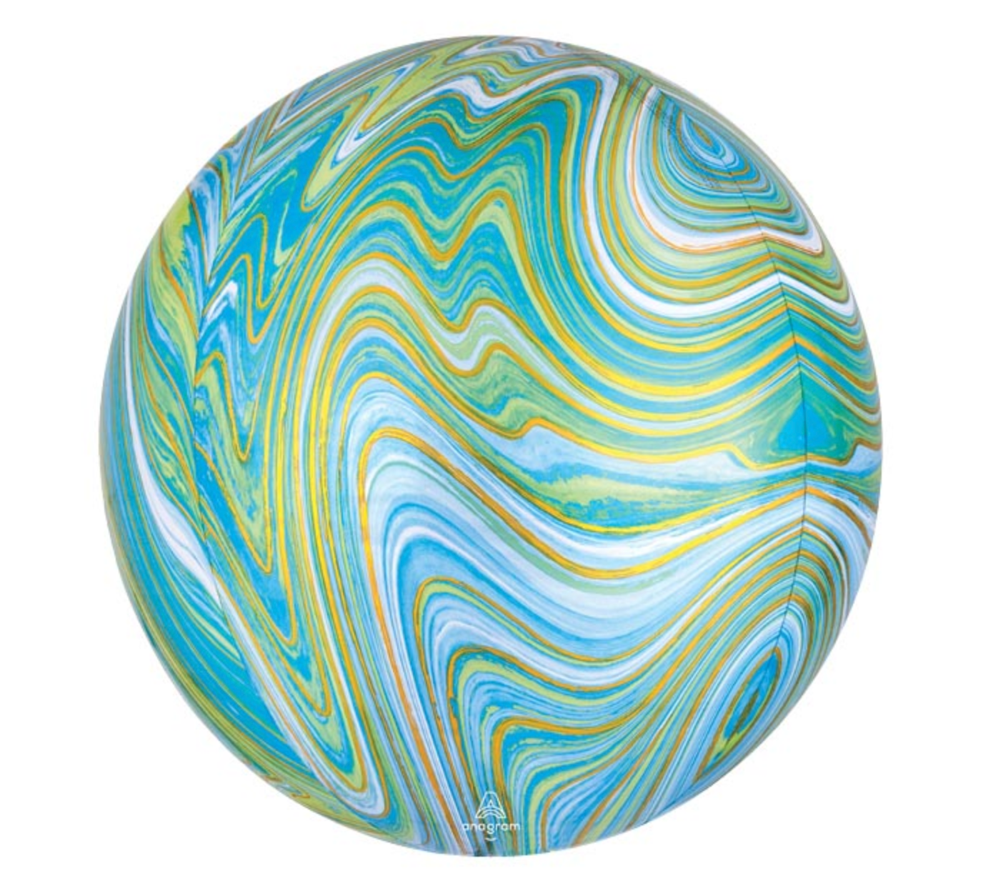 16" Blue and Green Marble Orb