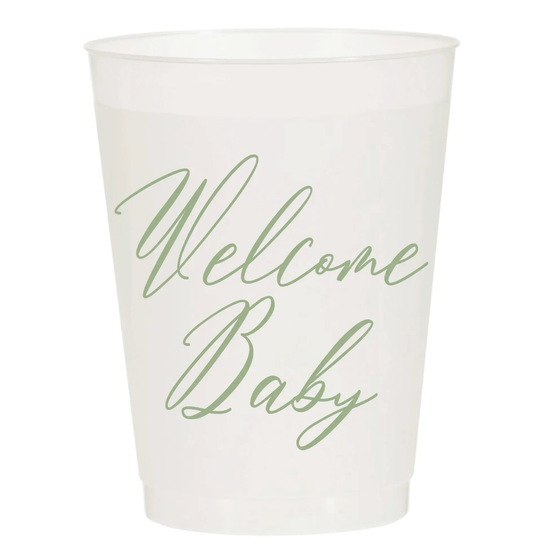 Welcome Baby Sage Green Cups