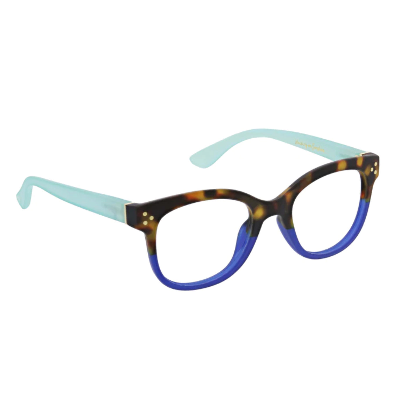 Walking on Sunshine Tortoise/Aqua Peepers Glasses