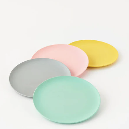 8" Pastel Bamboo Fiber Plate Set