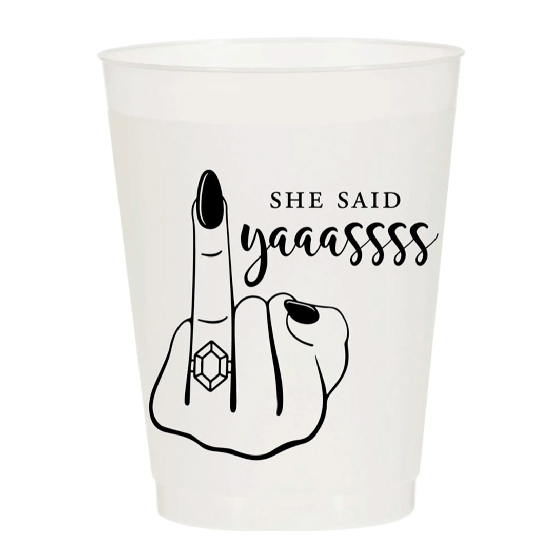 Load image into Gallery viewer, She Said Yes Engagement Ring Finger Reusable Cups
