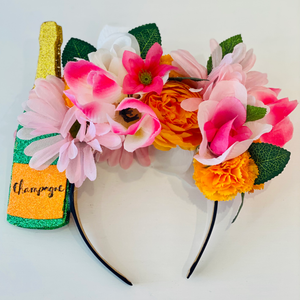 Champagne Bottle Floral Headband