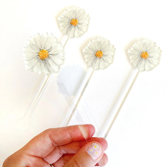 Load image into Gallery viewer, Daisy Acrylic Drink Stirrers
