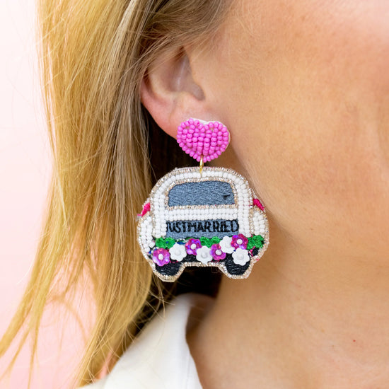 Beaded Just Married Earrings