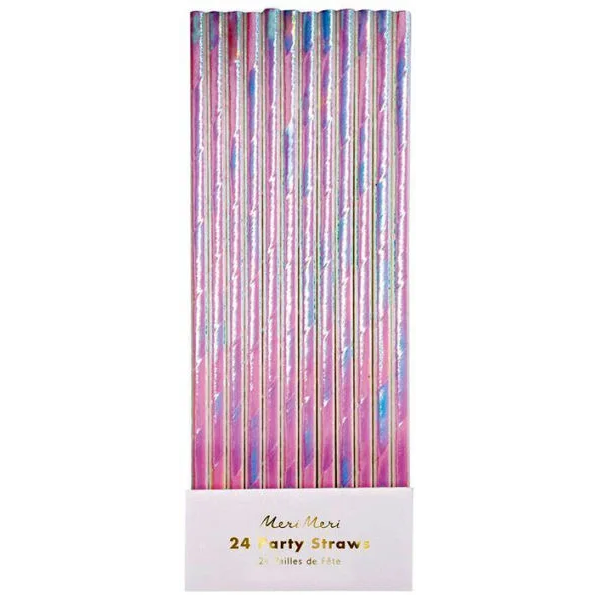 iridescent party straws